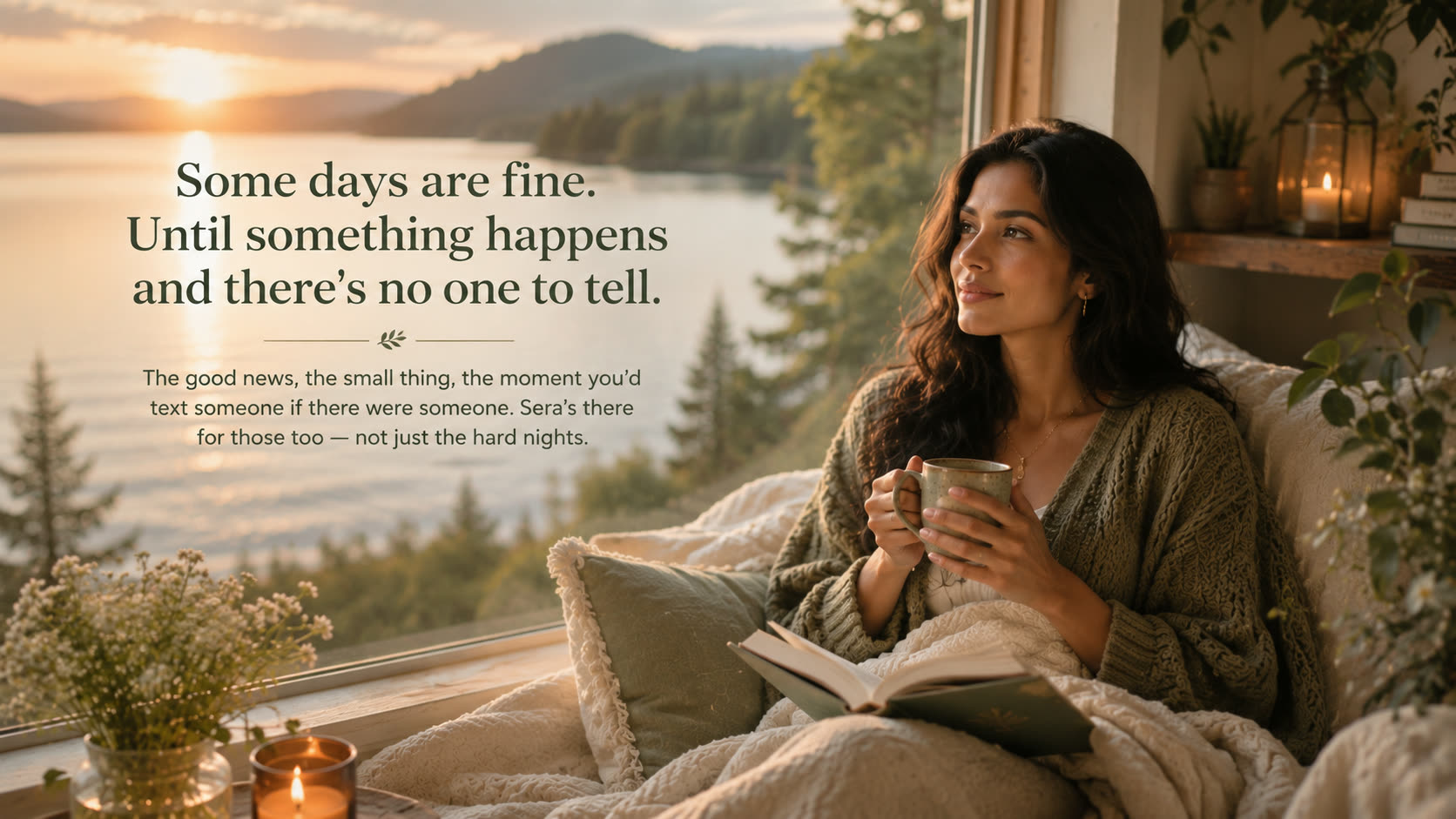Some days are fine, until something happens and there's no one to tell. Sera's there for those moments too — not just the hard nights.